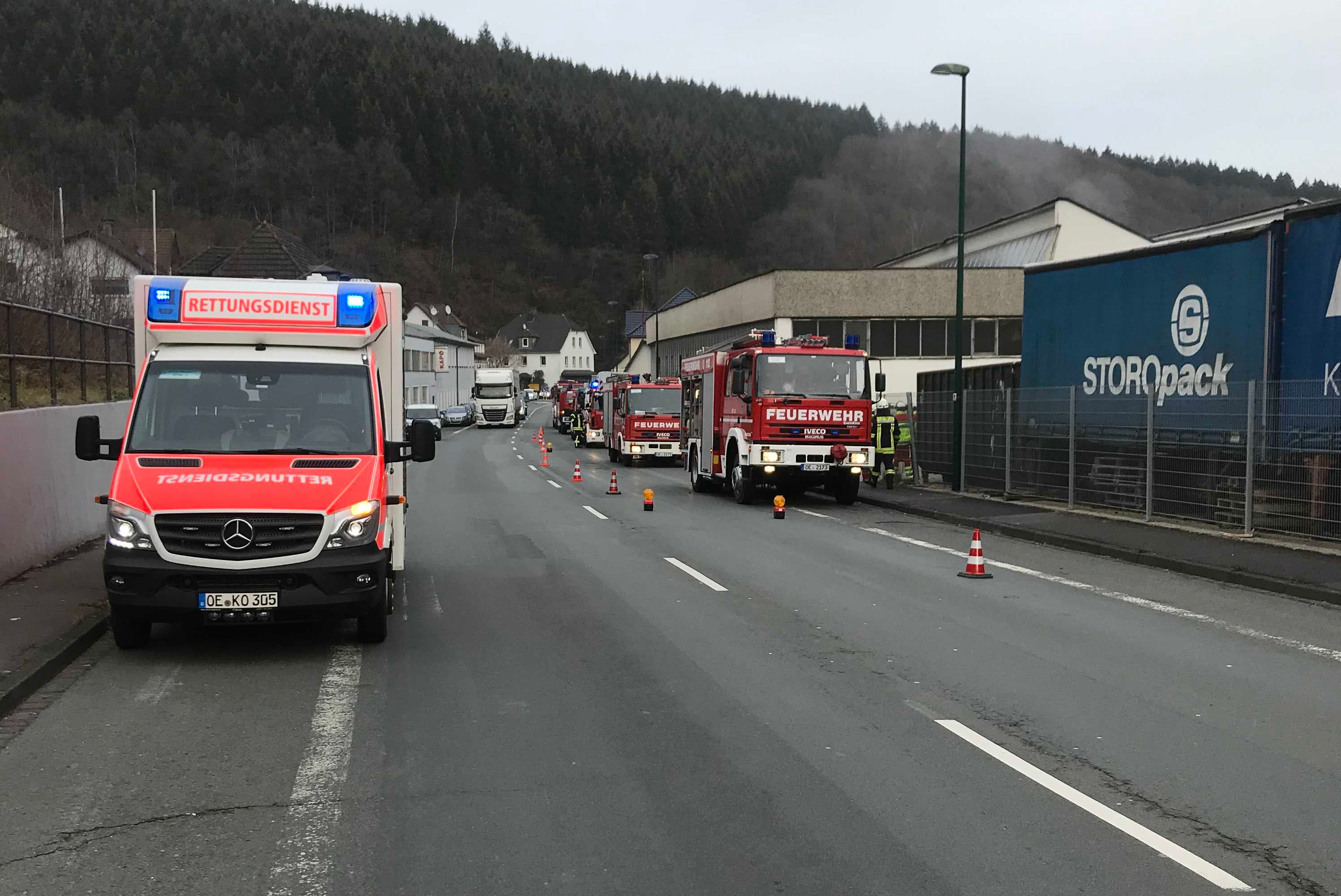 Brennende Absauganlage in Industriebetrieb